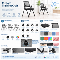 Chaise de formation ergonomique moderne en maille, pliable, avec cadre en alliage d'aluminium, accoudoirs réglables, pour conférences, écoles et bureaux