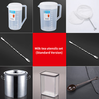 Ensemble d'ustensiles et de petits outils en acier inoxydable durable pour la préparation de thé au lait, café, bubble tea et jus – Idéal pour les bars et les salons de thé.