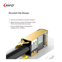 Conectores Ethernet RJ45 Blindados CAT6A/CAT7, Chapados en Oro de 50um, Conectores Modulares 8P8C para Cables FTP/STP, Bloques de Terminales, Marca Ripo