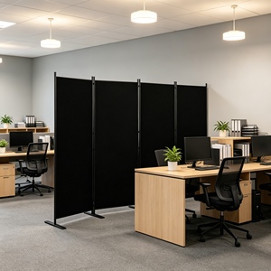 Cloison de bureau commerciale 4 pièces de 340 cm de large, pliable, avec pieds en plaque de fer robuste pour la gestion de l'espace - Product Image 4