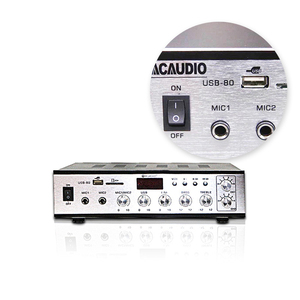 Amplificador de Áudio Profissional para Sistema PA USB-80 80W, Amplificador de Potência e Mixer - Product Image 2