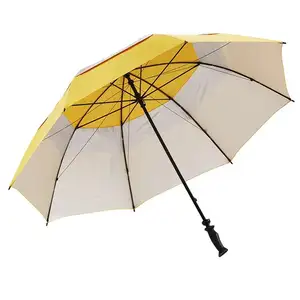 Paraguas de Golf para exteriores, sombrilla de doble capa con tela plateada recubierta, fuerte, a prueba de viento, con logotipo personalizado, venta al por mayor, Europa