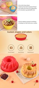 Grosir polikromatik Food Grade silikon bulat cetakan kue Muffin Cup untuk DIY peralatan memanggang kue Pastry - Product Image 3