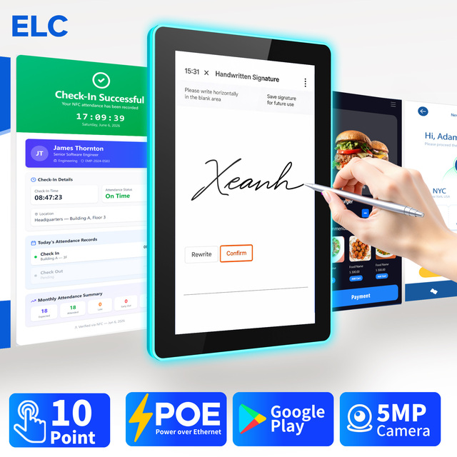 8-32 Inch 10 Point Touch Screen Android NFC Tablet POE Wall Tablet RGB LED WiFi 6 Android 14 APK Support Commercial Display