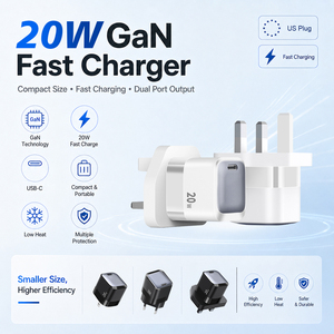 Cargador USB C de 20W con Logotipo Personalizado, Adaptador de Carga Rápida <span class=keywords><strong>GaN</strong></span>, Enchufe del Reino Unido, Cargador Rápido PD, Proveedor Mayorista - Product Image 5