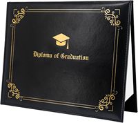 Porte-certificats de haute qualité en cuir PU format A4, épais, avec logo personnalisé, estampage or, couleur marine