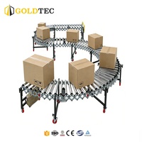 Convoyeur à rouleaux flexible et extensible motorisé Goldtec, à vitesse variable, télescopique, rétractable et pivotant