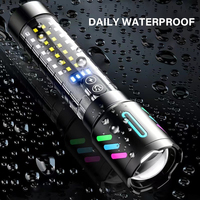Portable IP67 Étanche Zoomable Lampe De Poche De Poche Banque D'alimentation D'urgence 5Modes USB Torche Rechargeable Avec Voyants D'avertissement