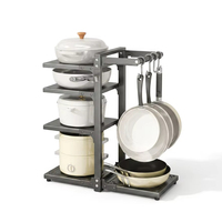 Étagère de rangement de cuisine en métal moderne à 5 niveaux, robuste, résistante à la rouille, organisateur de casseroles pour comptoir, étagère de placard multifonctionnelle