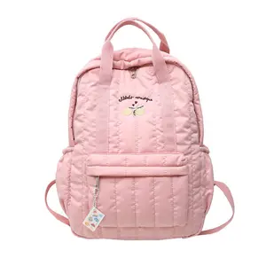 Custom Nieuwe Winter Schooltas Voor Meisjes Schattig Geborduurd Logo Rugzak Handvat Zachte Polyester Voering Modieus Reizen Dagelijks Gebruik