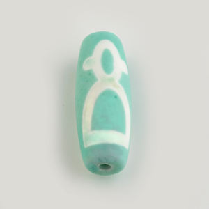 عقيق التبت الطبيعي ، إله الثروة ، حبات Dzi لصنع المجوهرات بنفسك ، حبات العقيق الأخضر بالجملة 11x30x11mm - Product Image 4