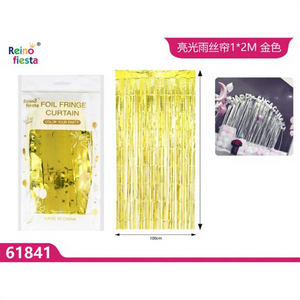 Rideau à franges en feuille d'or 1x2M en gros, guirlande et confettis décoratifs pour fêtes et célébrations festives, marque Peiyong, modèle 61841 - Product Image 1