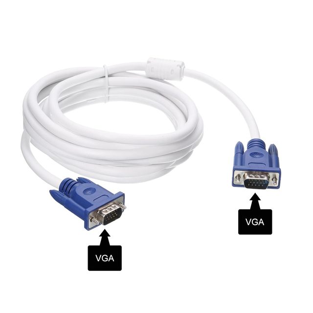 150CM 3+4 VGA Coaxial Cable PVC Jacket Gold Plated Conductors White Cable 15 Pin Male Male for Computer HDTV Monitor Projector