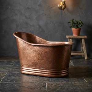 Baignoire autoportante de luxe moderne en cuivre, ovale, à pieds de cheval, avec fonction de trempage, en métal artisanal, pour adultes, usage domestique et hôtelier, avec couvercle - Product Image 3
