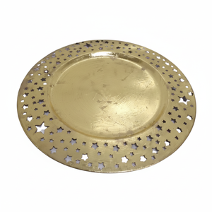 Assiettes de chargeur rondes en métal antique pour décor de table à endroits multiples, assiettes de réglage de fête de mariage par Awesome Collections - Product Image 1