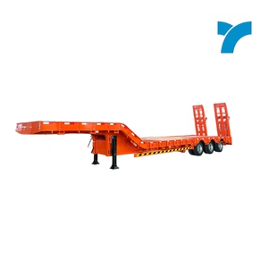 Yongchao China Factory 3 Lowbed 3 Axle4 Axle 40/45FT Steel Flat Bed Semi <strong>Trailer</strong> Wooden <strong>Floor</strong> 25-30T Payload 12R22.5 Tires Heavy - Product Image 4