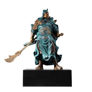 Sculpture en laiton Guan Gong, en cuivre et or, figurine faite à la main, décoration de bureau - Product Image 1