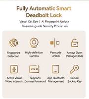 Serrure intelligente biométrique multi-utilisateurs Sinvo Tec, serrure à empreintes digitales, code numérique, RFID, verrouillage automatique, anti-effraction, avec caméra