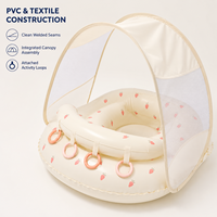 Bouée de piscine pour bébé avec auvent intégré, siège en tissu intégré et quatre anneaux de jeu pour collections en marque blanche