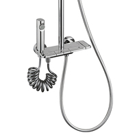 Ensemble de douche moderne Repoll avec cartouche en laiton, en cuivre, pommeau de douche rectangulaire souple à jet pluie, installation murale