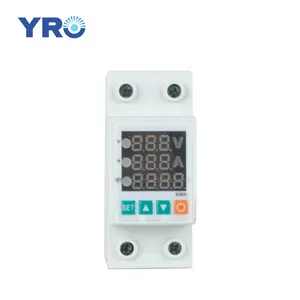 YRO 63A 3IN1 Display Din Rail Adjustable Voltage Protector Over Under Voltage Protector Relay With Over Current Protection