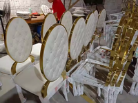 Penjualan pabrik kursi besi tahan karat Bagus desain kaki persegi belakang Oval sempurna untuk kursi makan pernikahan elegan