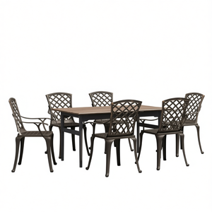 Sedia da Giardino in Alluminio Pressofuso Marrone, Arredo Esterno Durevole con Gambe Affusolate Tradizionali - Product Image 1