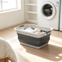 Panier à linge pliable de grande capacité en PP et TPR, 45L, pour le rangement des vêtements et de la literie