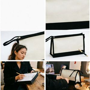 Sac de voyage en toile réutilisable avec fermeture éclair, sac cosmétique, pochette de rangement pour maquillage, sac à main, imprimé avec un logo écologique, cadeau promotionnel - Product Image 2