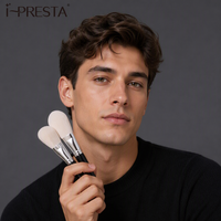 Pinceau à poudre de luxe avec logo personnalisé, poils synthétiques doux blancs, pinceau de maquillage pour le visage, blush, highlighter