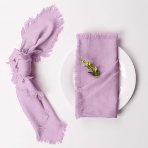 Tovagliolo in Cotone con Bordo <span class=keywords><strong>Grezzo</strong></span> e Nappe, Fatto a Mano, in Garza con Frange per Decorazioni Tavola Matrimonio - Product Image 3