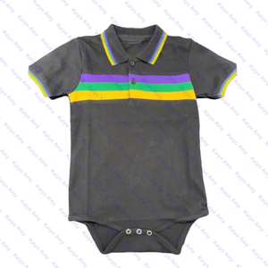 Vestiti Mardi Gras body collo <span class=keywords><strong>Polo</strong></span> <span class=keywords><strong>per</strong></span> neonati viola verde oro cotone a righe tutine <span class=keywords><strong>per</strong></span> bambino - Product Image 6