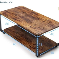 Ensemble de table basse industrielle à 2 niveaux, cadre en acier + plateau en bois, mobilier moderne pour salon, décoration d'intérieur pour petit espace