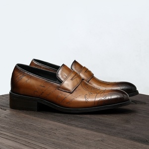 Zapatos Casuales de Cuero Genuino Antideslizantes Estilo Inglés para Hombre con Patrón Grabado, Zapatos de Cuero Transpirables para Negocios - Product Image 3