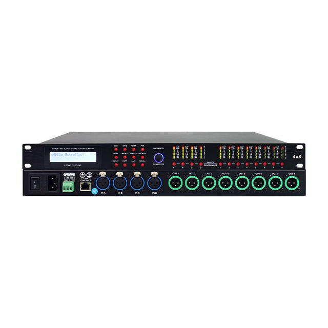 Professional 4 in 8 Out DSP Digital 48k Audio Processor AD48 with WIFI Function for Stage Sound Effect Loudspeaker