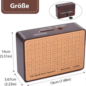 Hucha con mostrador Hucha con objetivos de ahorro, hucha de madera maciza reutilizable - Product Image 4