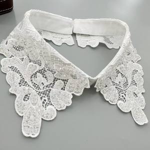 Cuello Falso de Poliéster con Pedrería y Diseño de Bordado de Cuentas, Cuello de Encaje Desmontable, Accesorio de Moda - Product Image 4