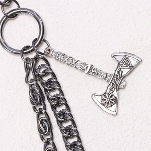 Cadena de cintura metálica de doble capa para hombre, estilo hip hop punk, accesorio para jeans, colgante de hacha, aleación de zinc, uso diario - Product Image 4