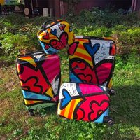 Ensemble de valises de voyage à roulettes pivotantes en ABS+PC avec motif léopard imprimé, 4 pièces, 14, 20, 24, 28 pouces