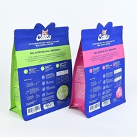 Zijdelingse gusset doypack voedselveilige ziplock zak met digitale print, BOPP PE, voor honden- en kattensnacks, platte bodem, opbergzak met ritssluiting