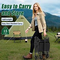Chariot de plage pliable et robuste en acier allié, capacité 480 lbs, 4 roues, pour courses et camping