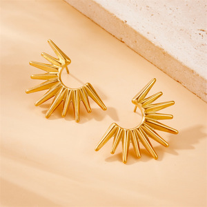 Geometric Gold Plated Stainless Steel Cuff Earrings For Party Fashion Jewelry - Product Image 3