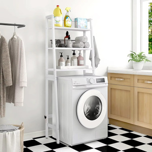 Étagère de rangement en bois blanche pour toilettes, moderne, durable, gain de place, autoportante, pour salle de bain, buanderie, hôtel - Product Image 2