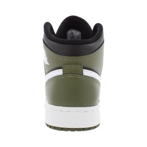 <span class=keywords><strong>Nike</strong></span> Air Jordan 1 Mid GS Chaussures de basket-ball pour garçons Noir Blanc Olive moyen - Product Image 3