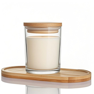 Nuovissimo Barattolo in <span class=keywords><strong>Vetro</strong></span> Decorativo per Candele con Coperchio in Legno <span class=keywords><strong>di</strong></span> Bambù, Personalizzabile e Colorato - Product Image 2