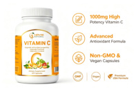Vitamine C supplement capsules voor volwassenen met extracten van kersen, rozen en cambiumfruit voor immuunondersteuning en antioxidante werking