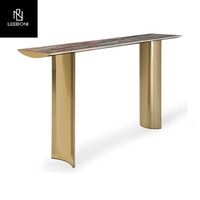 Table d'appoint de salon personnalisée Table rectangulaire en acier inoxydable Entrée en marbre Table d'appoint en marbre naturel pour le salon