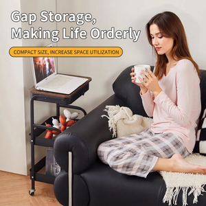 Modern 3-Tier Mobile <b>Side</b> <b>Table</b> <b>with</b> Drawer and Casters <b>for</b> <b>Living</b> <b>Room</b> and Bedroom - Product Image 2