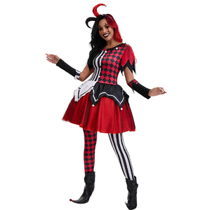 Costume de clown pour <span class=keywords><strong>femme</strong></span> de haute qualité pour Halloween, costume de cosplay de <span class=keywords><strong>Joker</strong></span>, costume de jeu de rôle en coton de dessin animé - Product Image 2