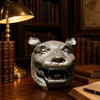 Tête de tigre en bronze coulé artisanal - Sourcils ondulés et crinière rugueuse, pièce personnalisable de qualité muséale, sculpture en bronze
